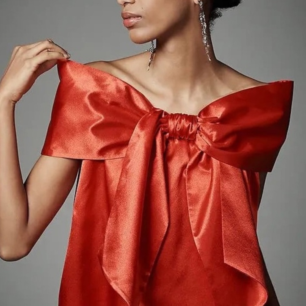NWT MARE MARE Anthropologie Bold Red Satin Blouse